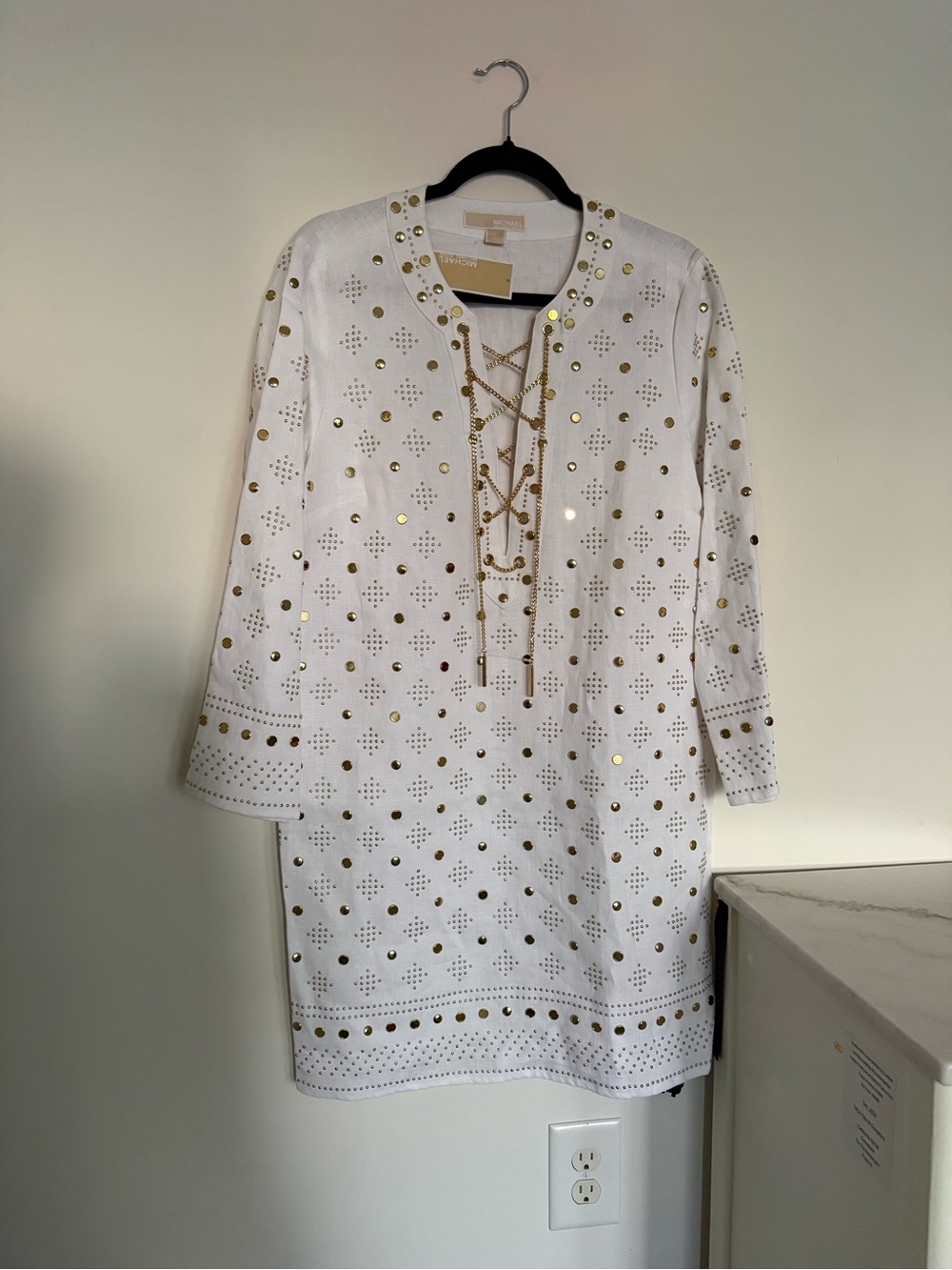 Michael Korts Linen Studded Dress